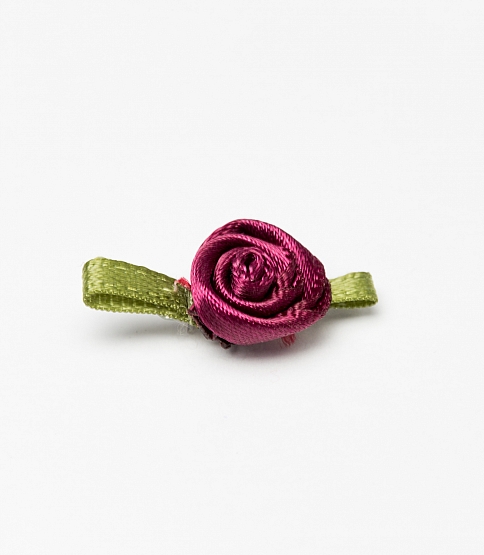 Small Ribbon Rose 100 Pcs Burgandy - Click Image to Close